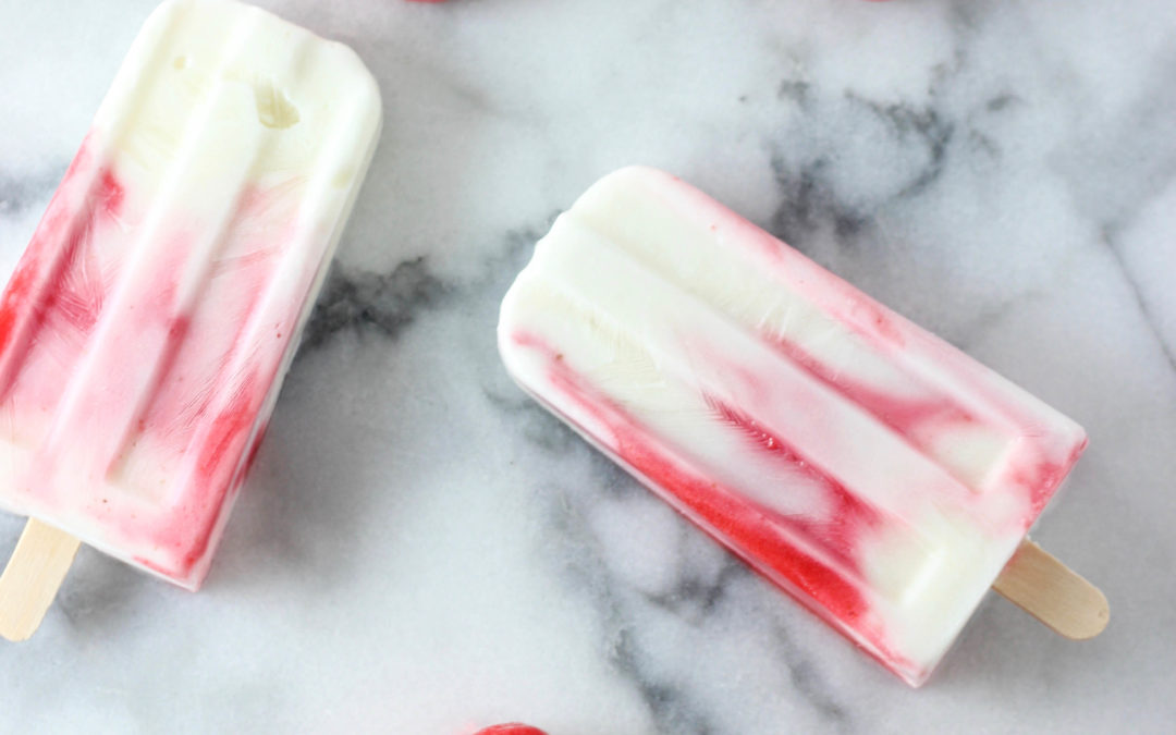 Canada Day Strawberry Popsicles